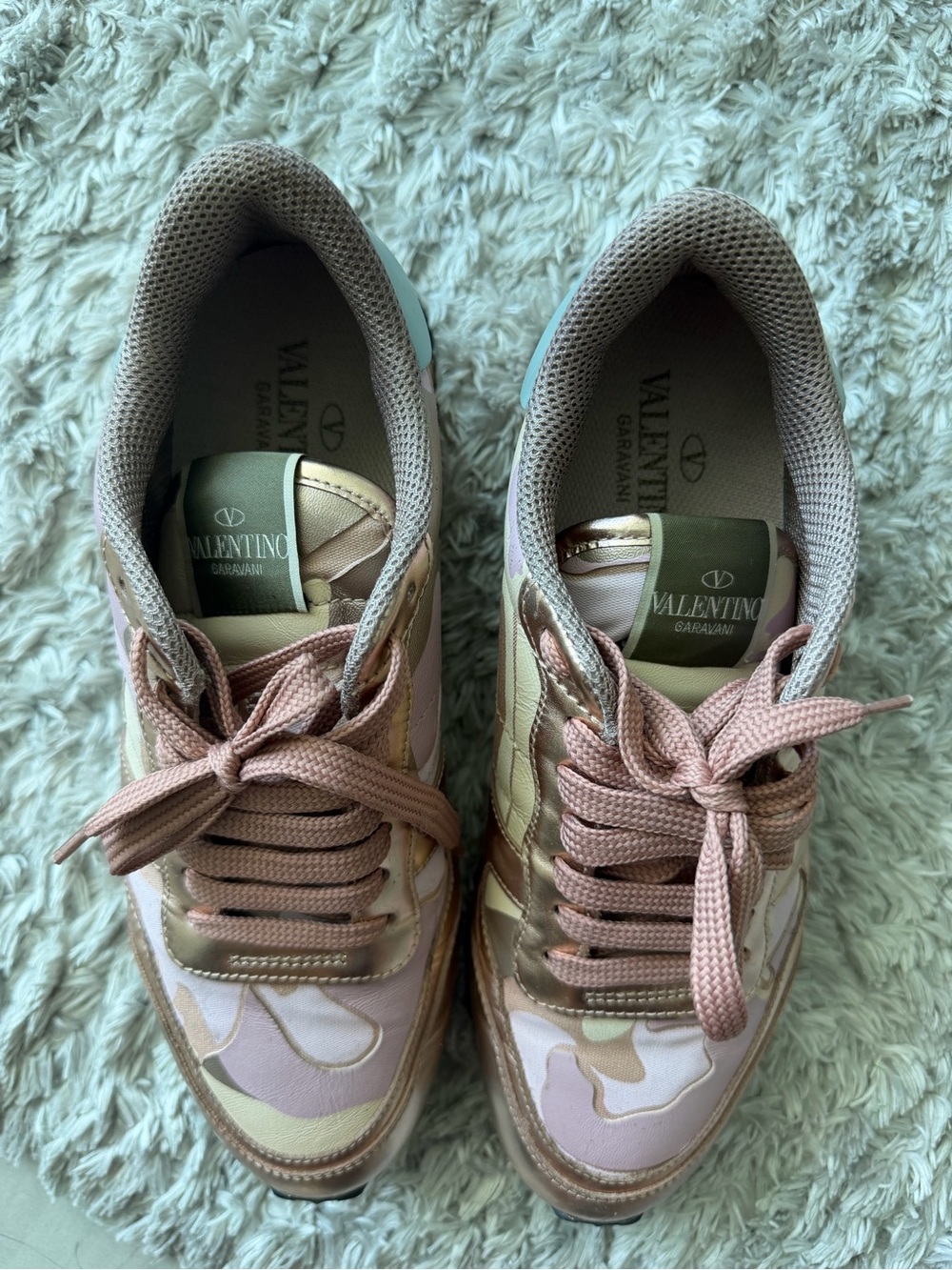 Valentino Rose Gold & Pink Camo Fashion Sneakers – Women’s Size 39 - Picture 4 of 7